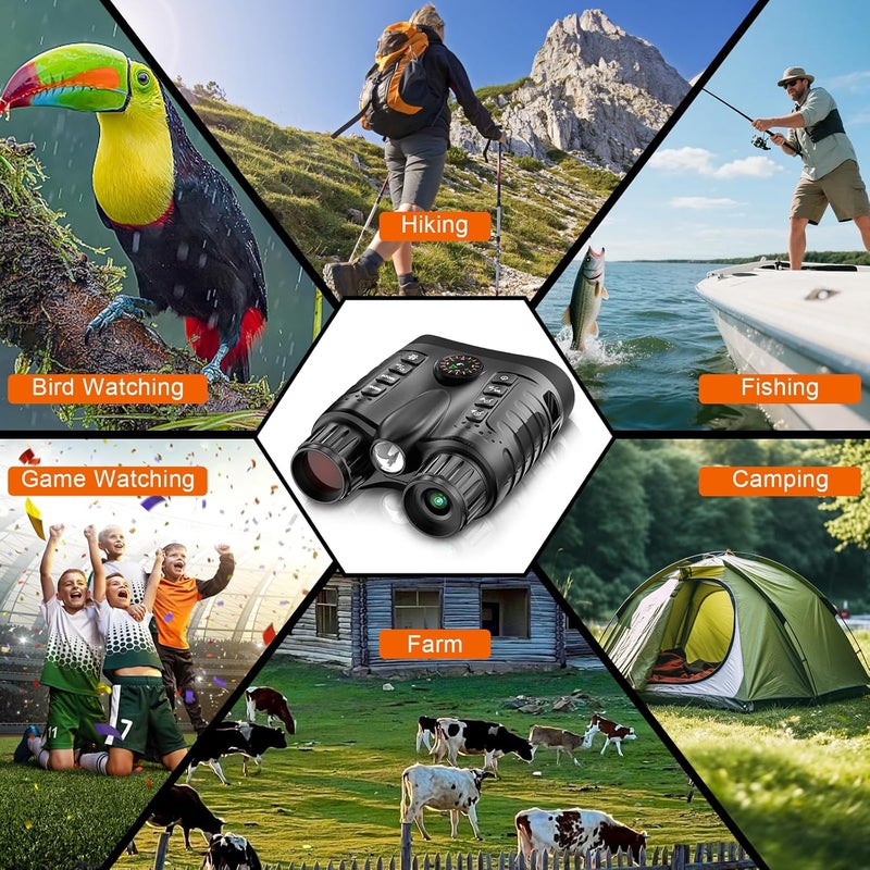 Rumyums Night Vision Goggles, 4K Night Vision Binoculars with 1314FT Viewing Range, Infrared Illuminator, Photo & 4K Video Recording, 3.2" HD Screen & 32GB Card for Hunting, Wildlife Observation, Security - Image 3